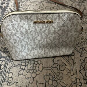 Michael Kors White and Tan Crossbody Bag